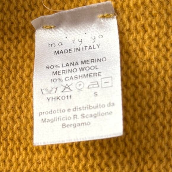 MA RY YA Merino Wool/Cashmere Boxy Hoodie Sweater S Mustard Yellow Made in Italy - Picture 4 of 5